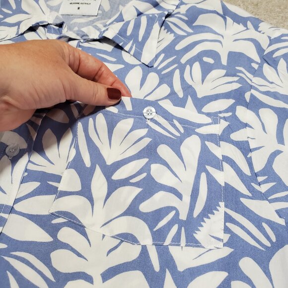 ALLFENIX NWT Botanical Cabana Button Down Front Shirt SS Powder Blue Mens Medium - Picture 3 of 10
